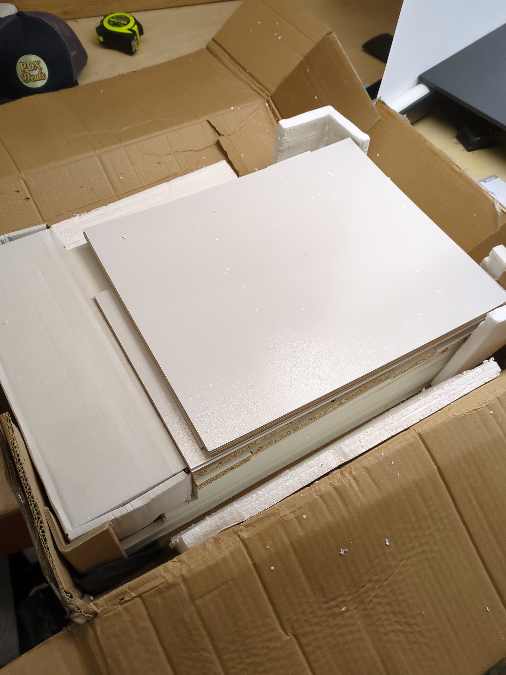 DEVAISE 5-Drawer Chest, Wood Storage File Cabinet with Wheels, White - Retail $99