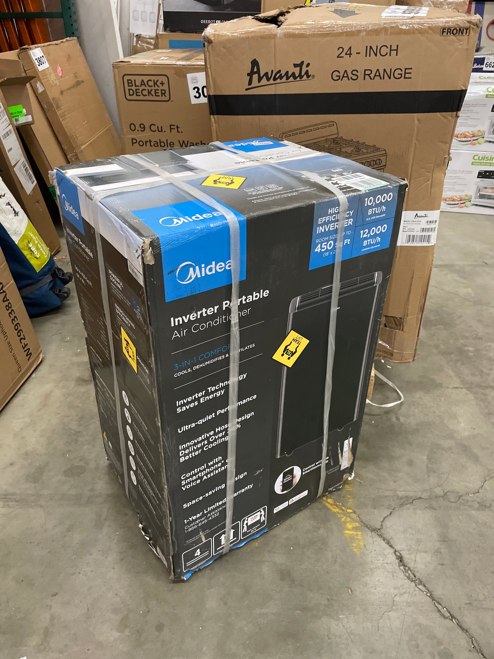 NEW - Midea Duo 12,000 BTU (10,000 BTU SACC) High Efficiency Inverter, Ultra Quiet Portable Air - Retail $599 Conditioner, Cools up to 450 Sq. Ft., Works with Alexa/Google Assistant, Includes Remote - Retail