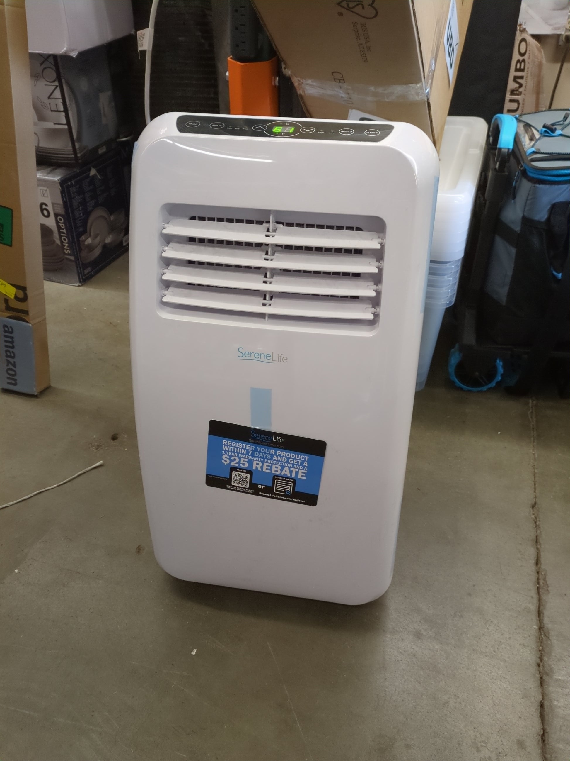 SereneLife SLPAC8 SLPAC 3-in-1 Portable Air Conditioner with Built-in Dehumidifier Function,Fan Mode, Remote Control, Complete Window Mount Exhaust Kit, 8,000 BTU, White - Retail $301