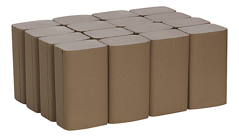 Pacific Blue Basic® 23504 by GP PRO, 1-Ply, S-Fold Paper Towels, 9.25" X 9.9", 100% Recycled, Brown, 250 Sheets per Pack, 16 Packs Per Case
