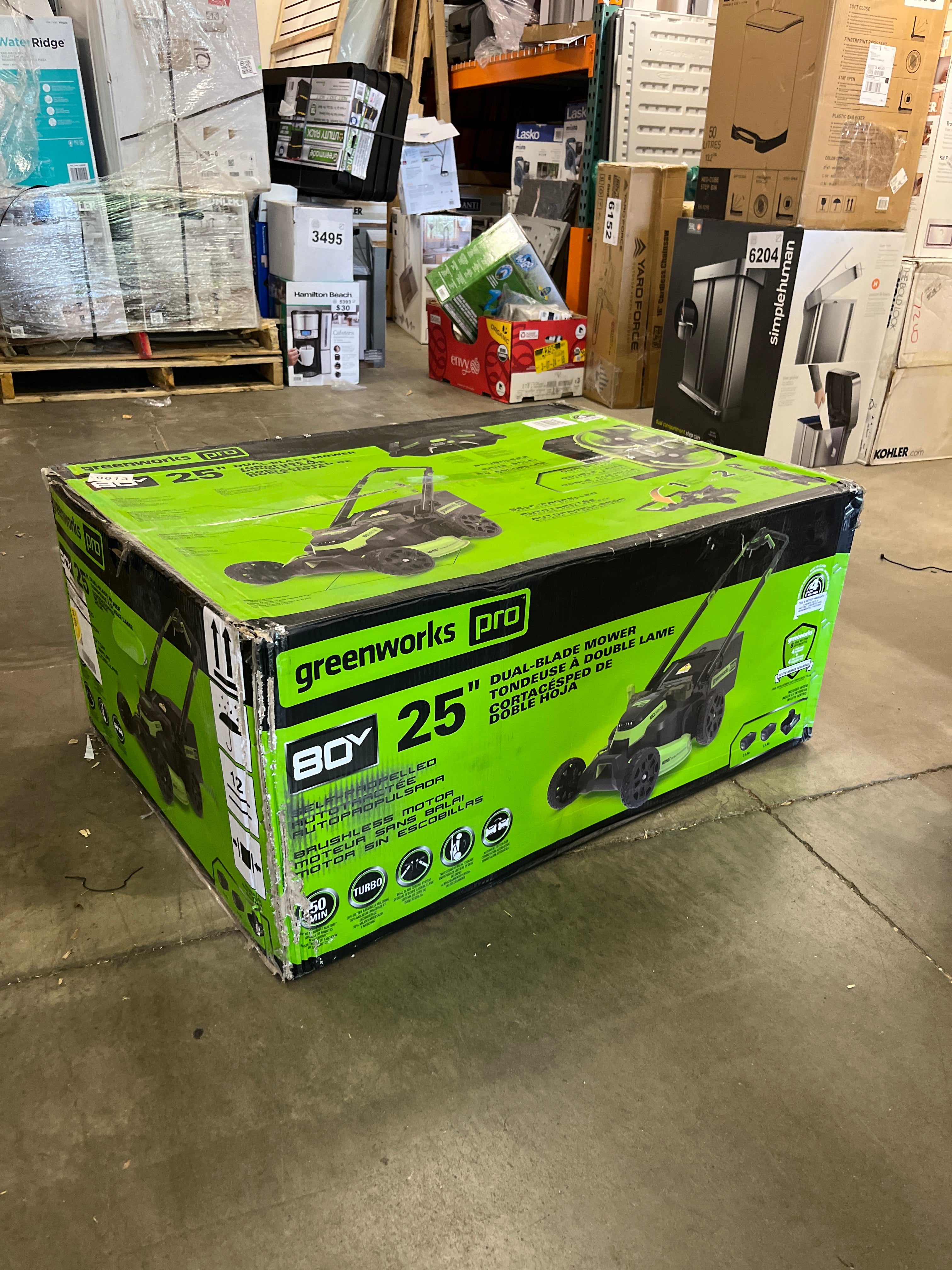 NEW - Greenworks 80V 25in Self-Propelled Mower With Two 2.5 Ah
