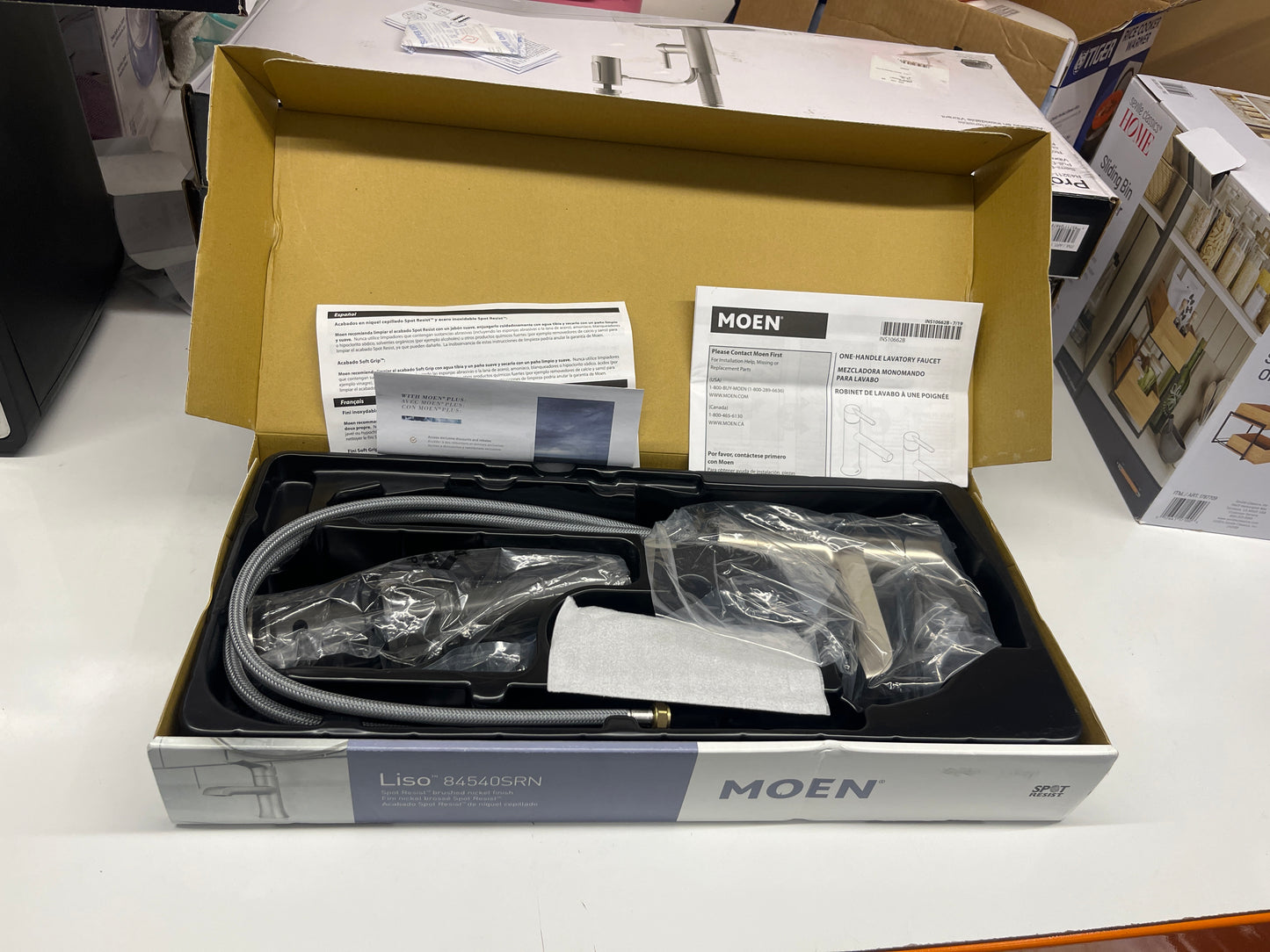 NEW - Moen Liso Brushed Nickel Single Hole Bathroom Faucet