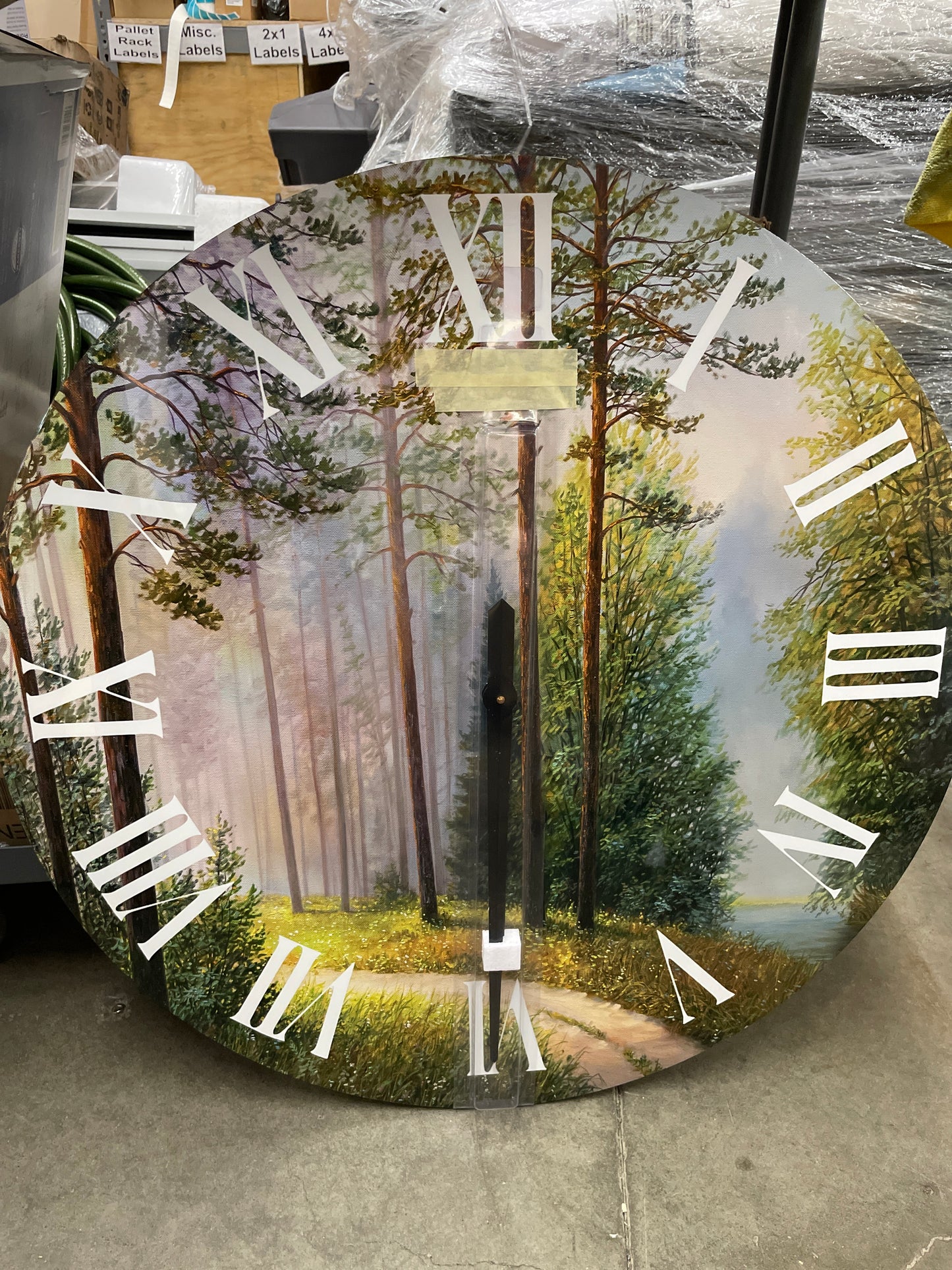 DesignQ Lake House Wall Clock 'Subtle Evening Light Through The Trees II' Landscape & Nature Large Wall Clock for Living Room Decor - Retail $28