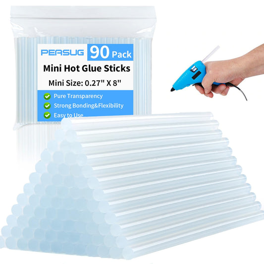 Mini Hot Glue Sticks Bulk, Clear Glue Gun Sticks for Metal, Wood, Glass, Crafts and School Projects, Bond (90 Pieces 8 x 0.25 Inch)