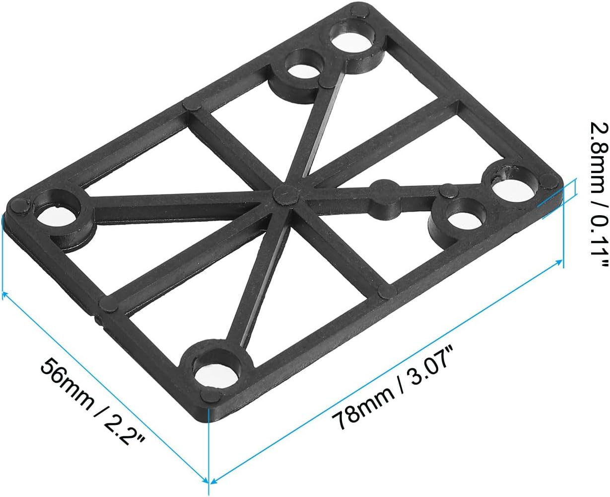 PATIKIL 1/8" Skateboard Riser Pads, 16 Pcs PP Skateboard Shock Pads Angled Wedge Soft Shock Pad for Skateboard Truck, Black