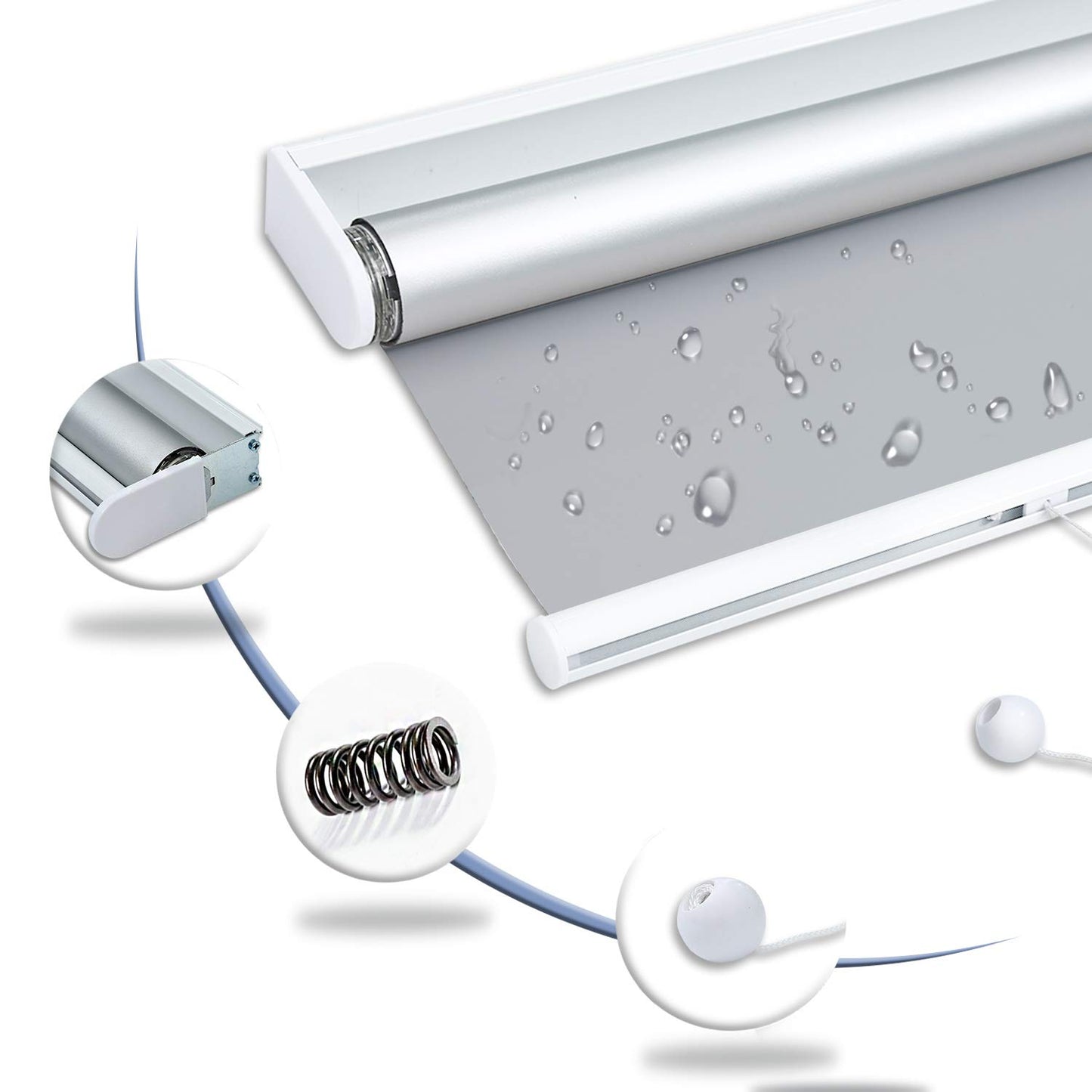 Grey Blackout Shades Roller Shade Window Blinds, Black Out 95% Light & UV, 33 inch Wide x 72 inch High - Retail $28