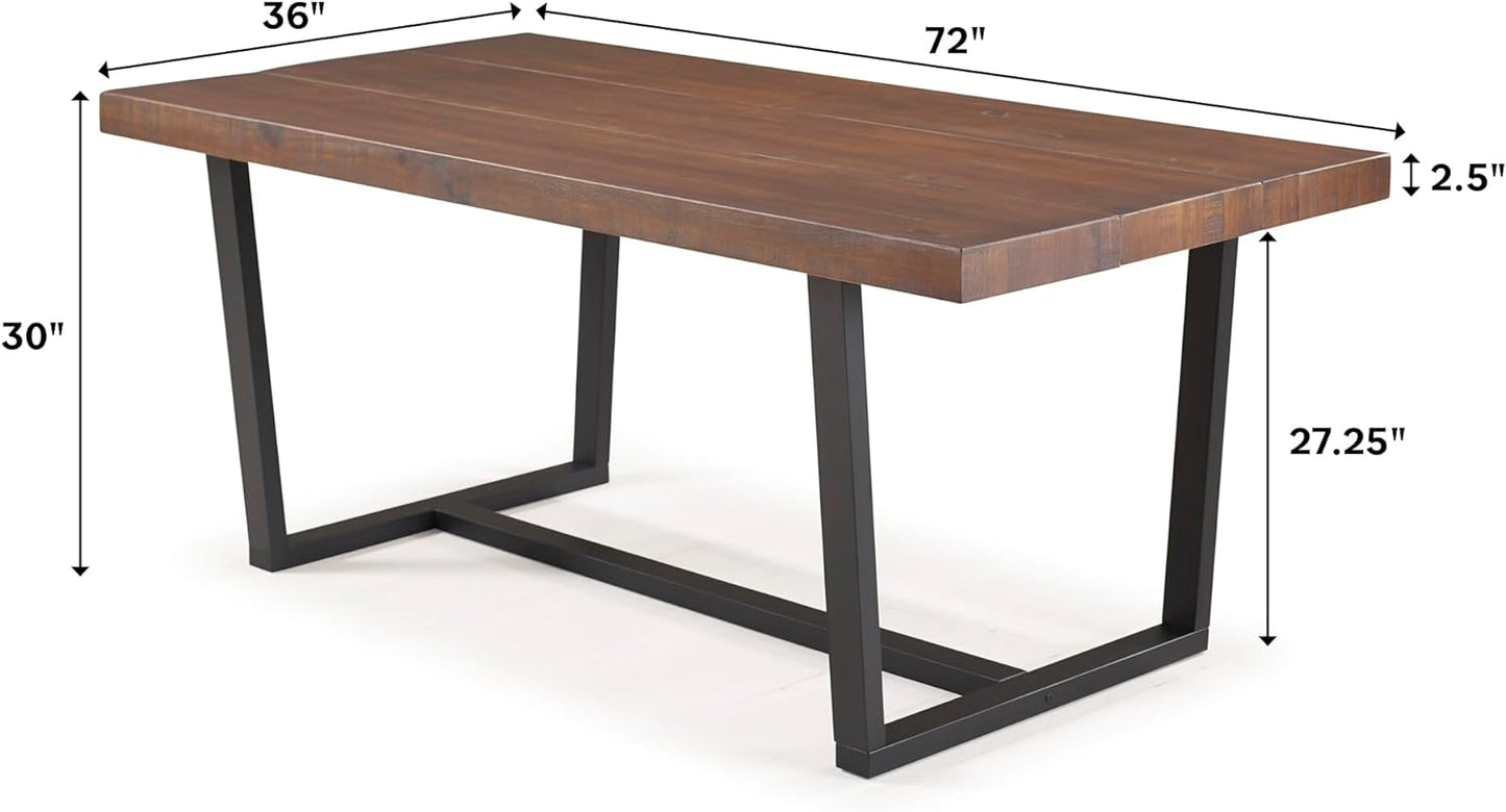 Walker Edison Andre Modern Solid Wood Dining Table, 72 Inch, Mahogany - Retail $225