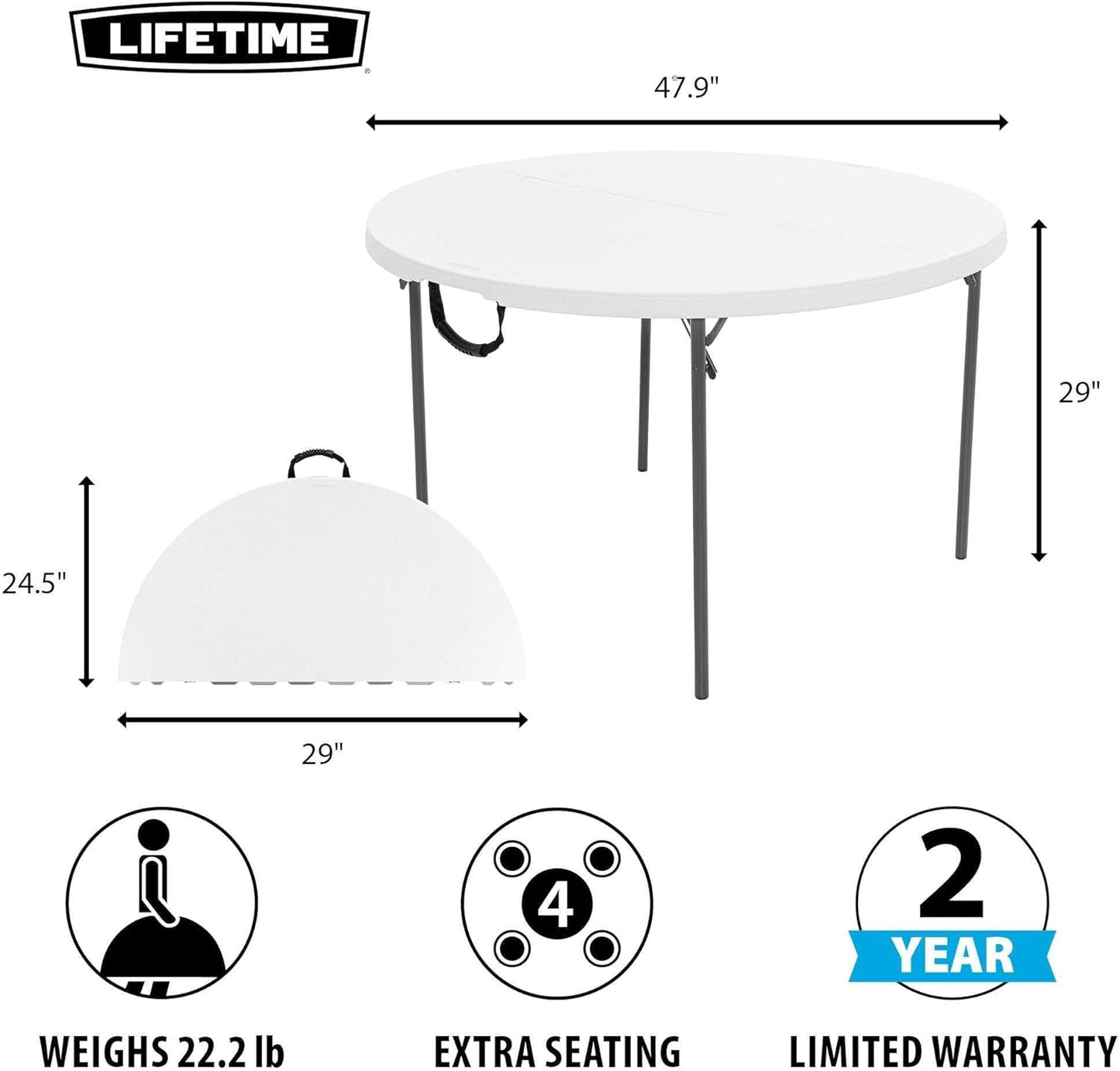 Lifetime Products 48" Round Folding Table