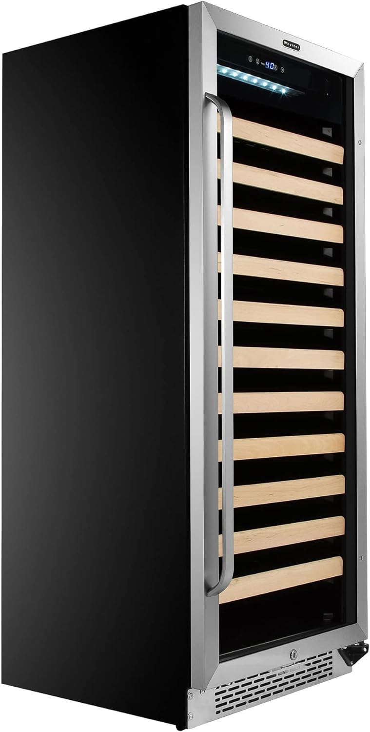 NEW - Whynter BWR-1002SD 100 Built-in or Freestanding Stainless Steel Compressor Large Capacity Wine Refrigerator Rack for Open LED Display, Black-100 Bottle, Black - Retail $1083