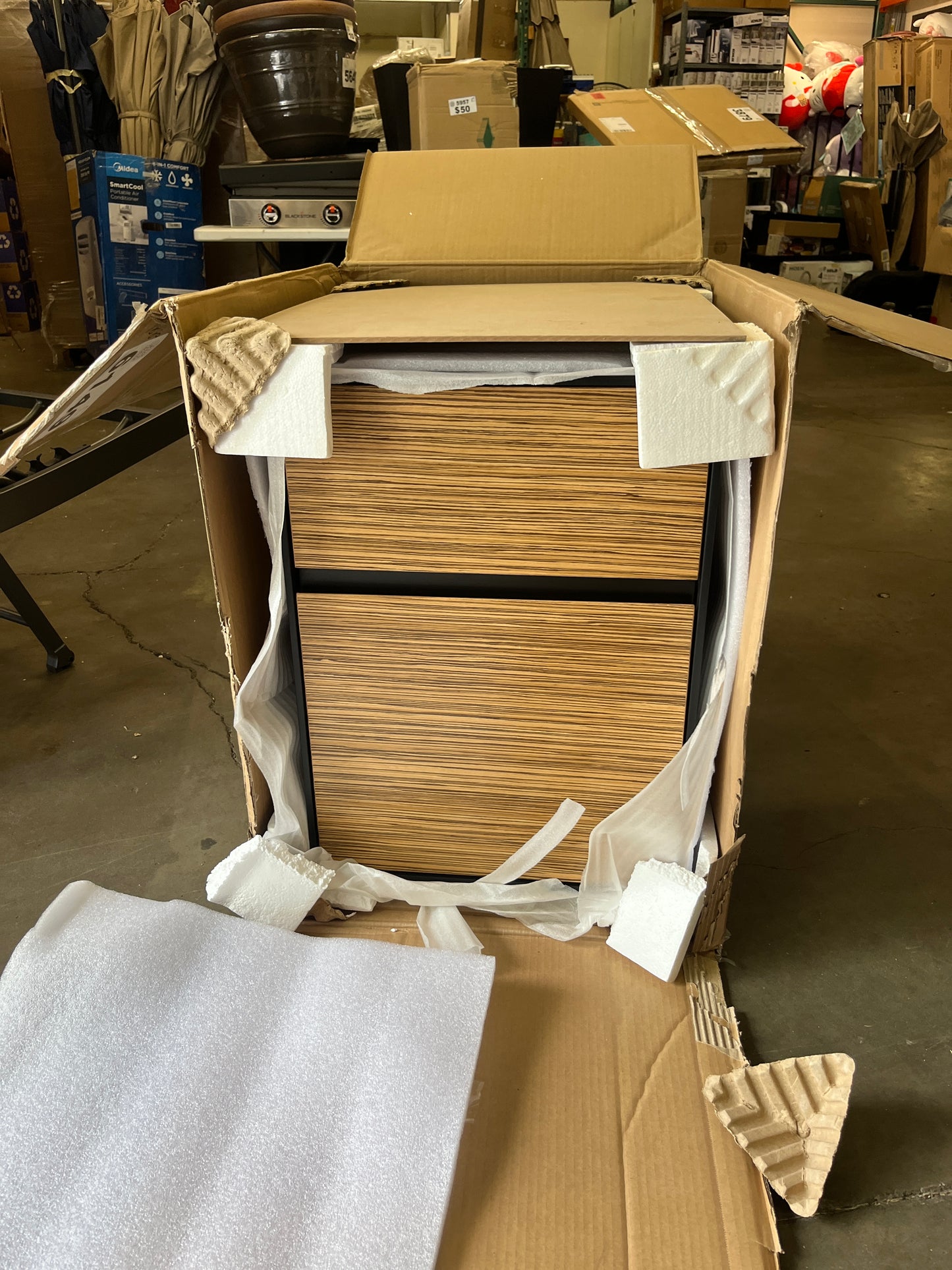 Unique Furniture 430 2 Drawer Mobile Pedestal Home Office File Cabinet, Zebrano - Retail $129