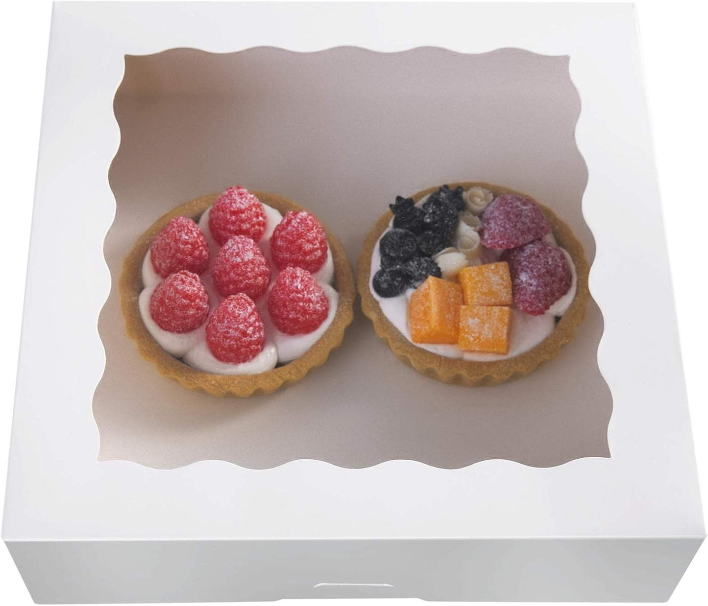 [15pcs] 12inch White Bakery Boxes, 12x12x2.5inch Large Pie Boxes with PVC Window