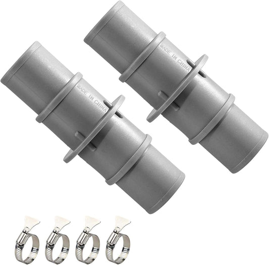 NICENICY Pool Hose Connector, 1.5" or 1.25" Pool Hose Connector Coupling with 4PCS Steel Clamps, Pool Hose Adapter for Swimming Pool Vacuum or Filter Pump Hoses, 2PCS