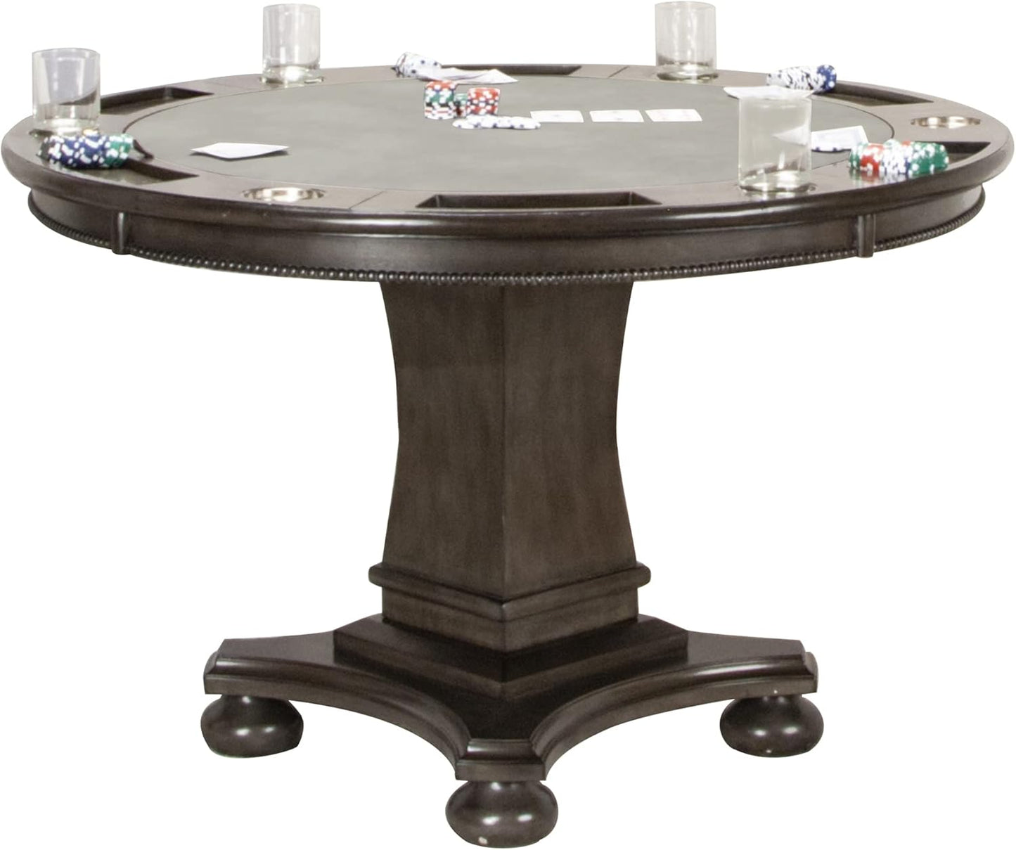 TABLE TOP ONLY Sunset Trading Vegas Dining and Poker Table, 2 in 1 Game, Gray/Black/Off-white - Retail $1443