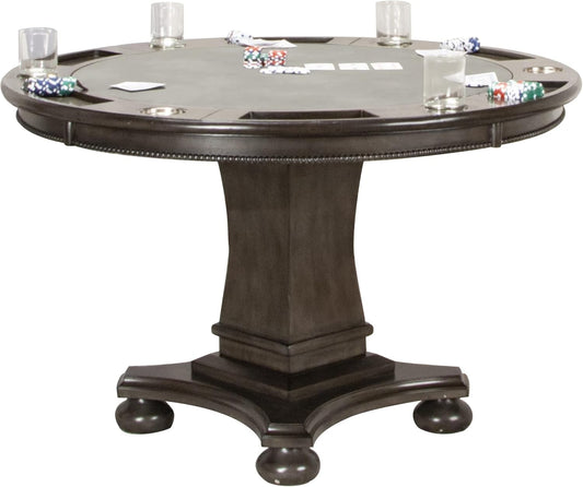 TABLE TOP ONLY Sunset Trading Vegas Dining and Poker Table, 2 in 1 Game, Gray/Black/Off-white - Retail $1443
