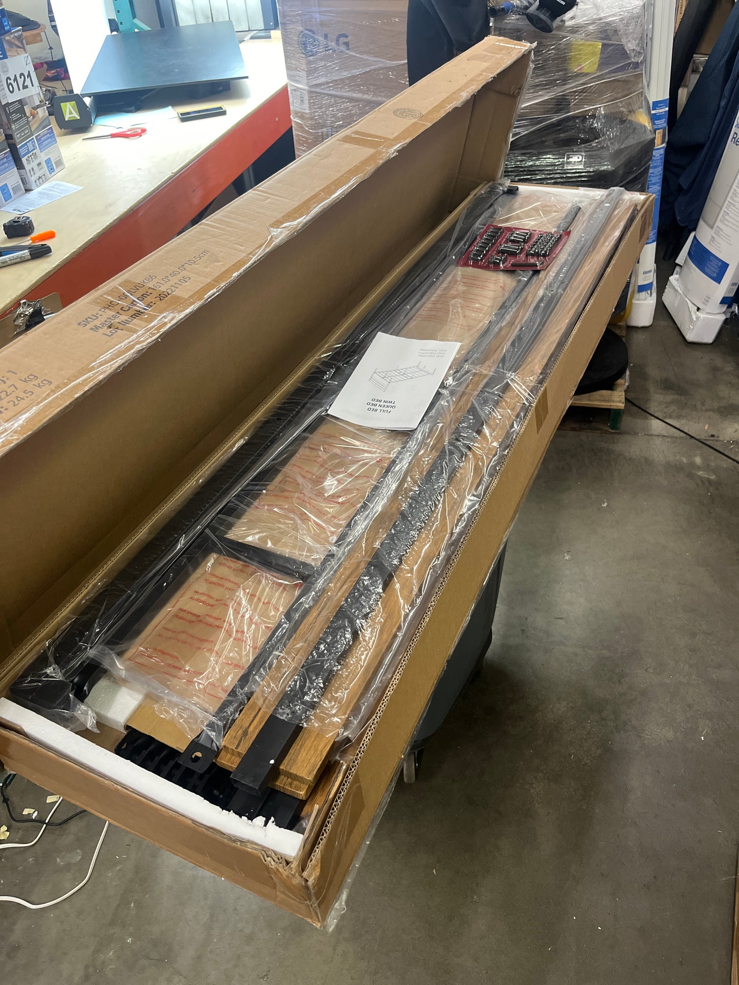 NEW - GAOMON Queen Bed Frame with Wood Headboard and Metal Slats, Mattress Foundation No Box Spring Needed Easy to Assemble Non-Shaking and Non-Noise (Queen) - Retail $124