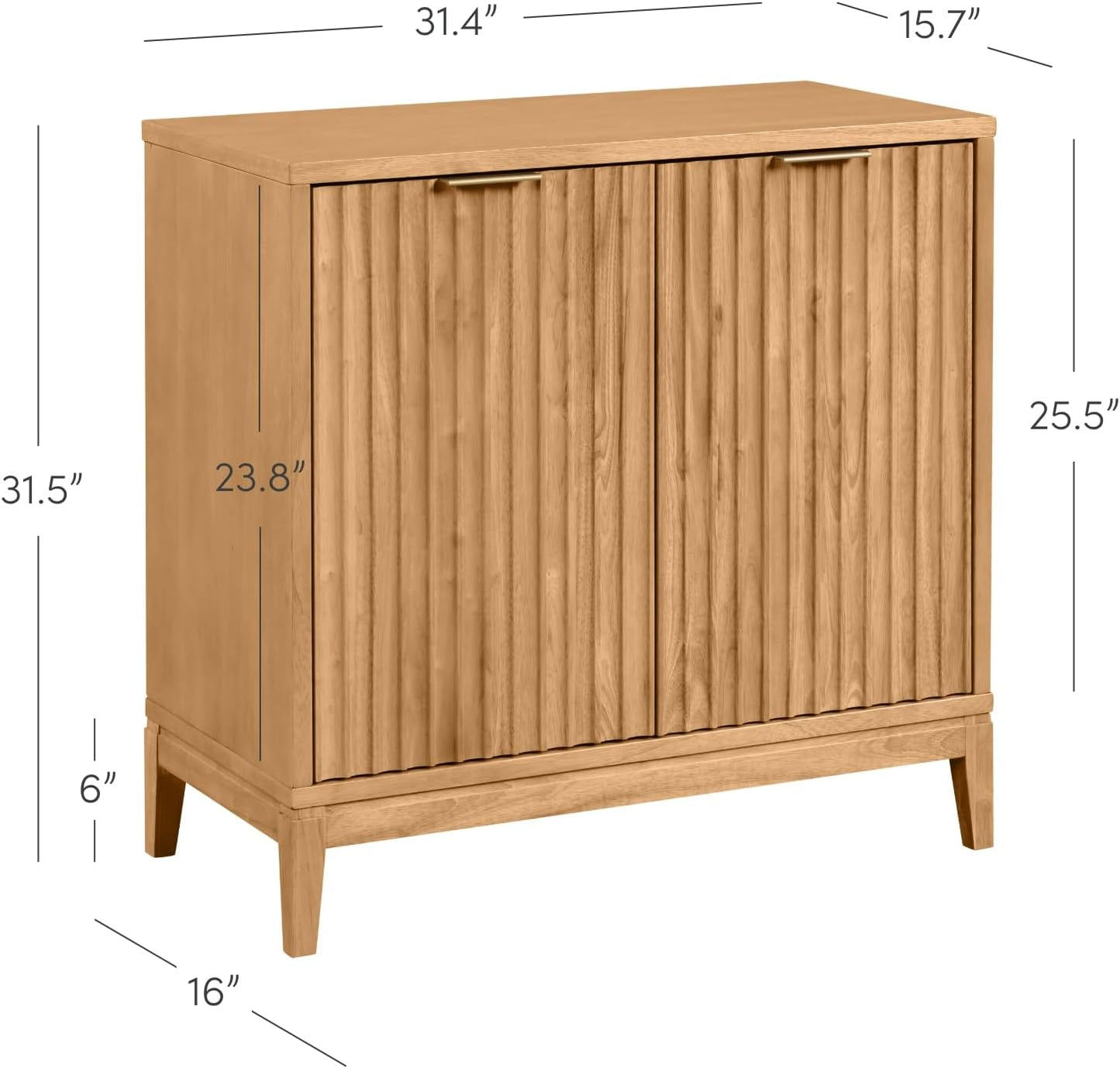 Nathan James Jasper Modern Sideboard, Kitchen Storage Cabinet with Fluted Doors, Accent Storage for Kitchen or Living Room, Warm Pine - Retail $310