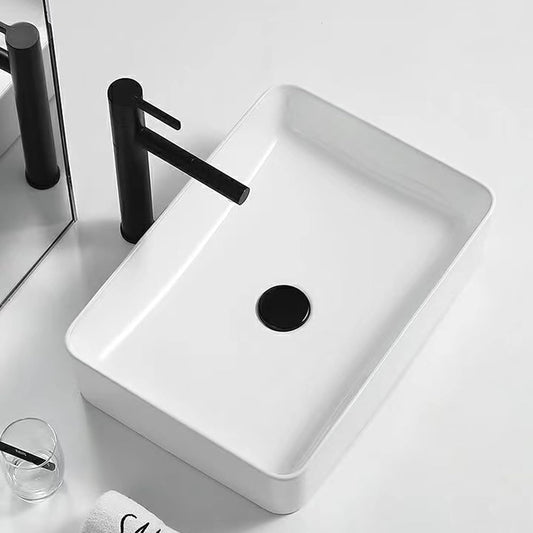 NEW - Neaylfe Rectangle Bathroom Vessel Sink, 16"X12" White Bathroom Sink Above Counter, Porcelain Ceramic Lavatory Vanity Sink Art Basin - Retail $99