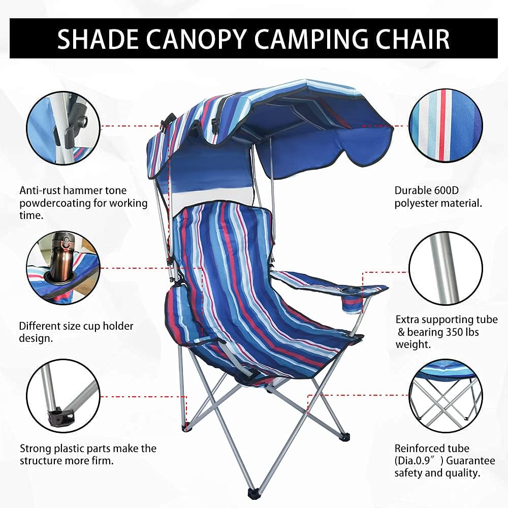 BDL Camping Chair with Cup Holders and Carry Bag Foldable and Easy to Carry Outdoor Chair for Lawn Beach and Pation, Recliner Support 450 LBS - Retail $72