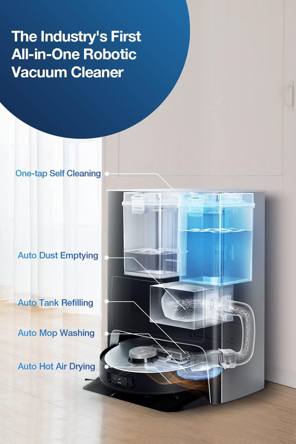 ECOVACS DEEBOT X1 Omni Robot Vacuum and Mop Combo with Self-Emptying, Auto-Wash, Auto-Refill and Auto-Hot Air Drying, 5000Pa Suction, AIVI 3D Obstacle Avoidance, Black - Retail $1039