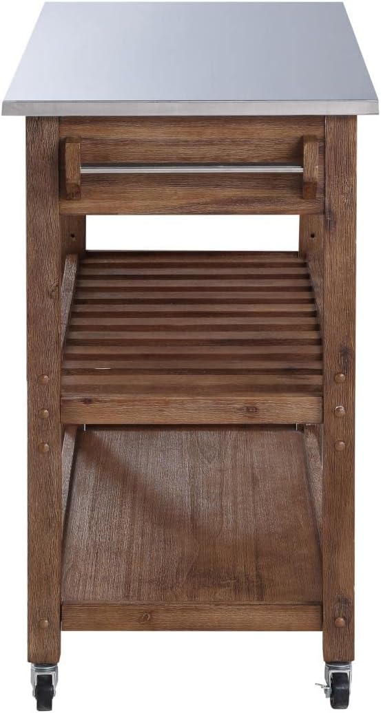 NEW - Boraam Sonoma Kitchen Cart, Barnwood Wire-Brush - Retail $245