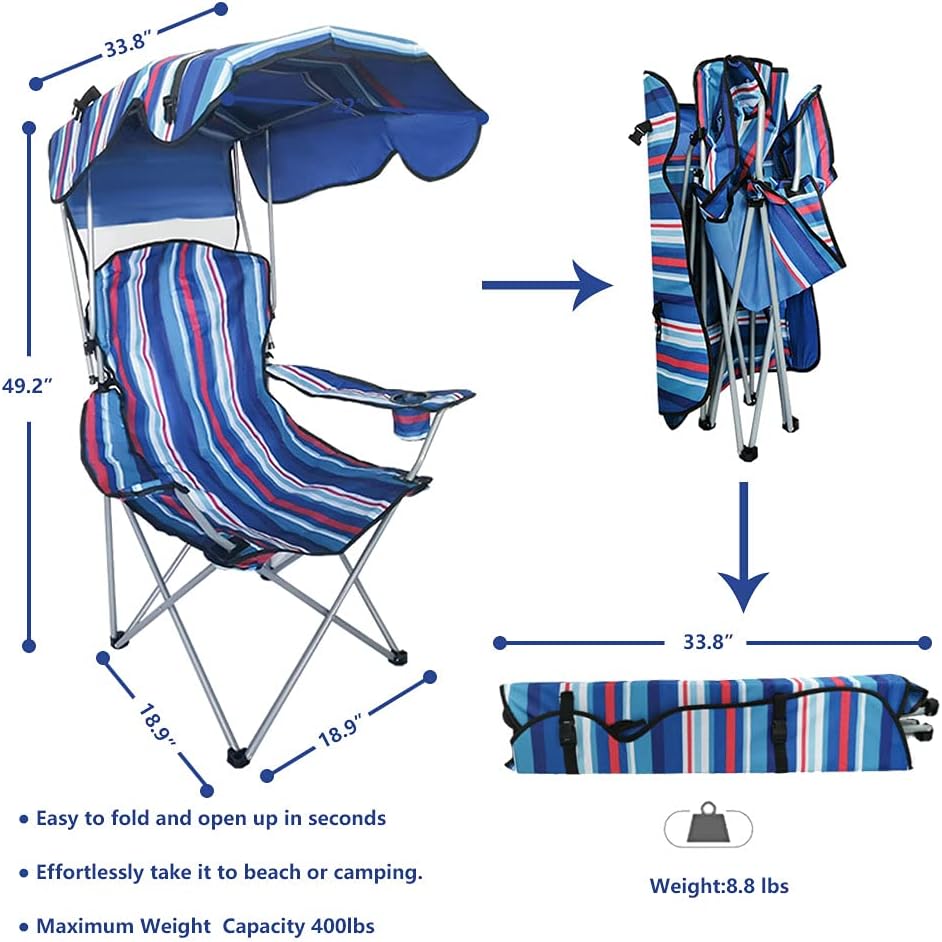 BDL Camping Chair with Cup Holders and Carry Bag Foldable and Easy to Carry Outdoor Chair for Lawn Beach and Pation, Recliner Support 450 LBS - Retail $72