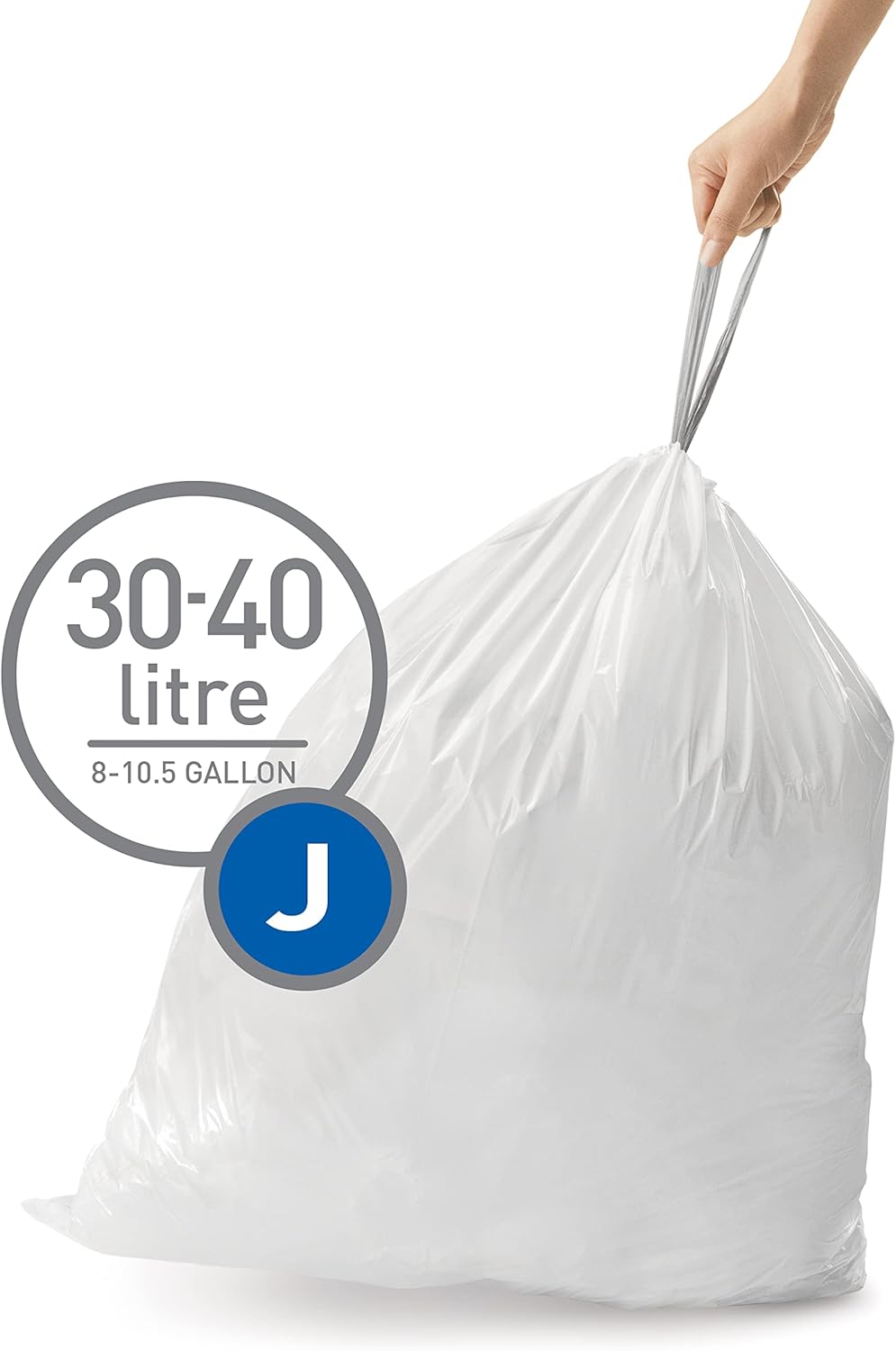 simplehuman Code J Custom Fit Drawstring Trash Bags in Dispenser Packs, 20 Count