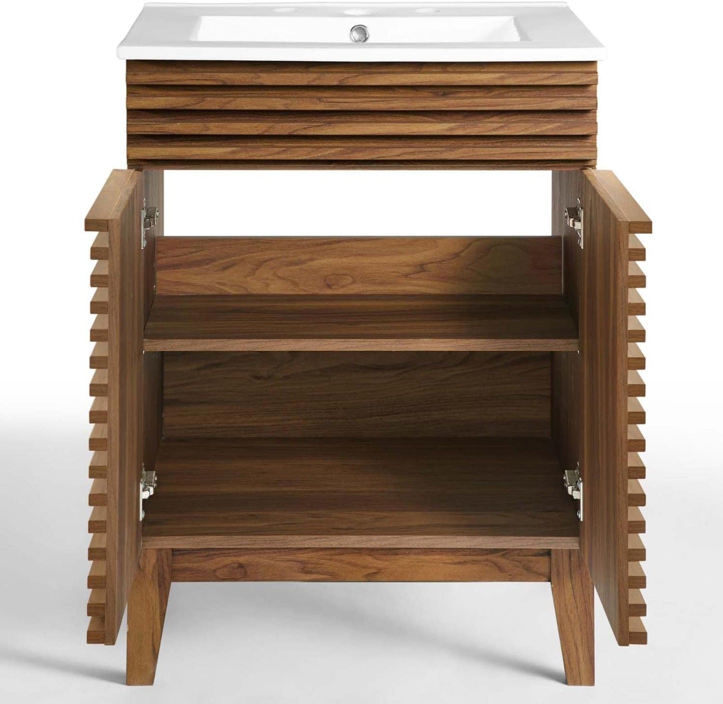 Modway Render Mid-Century Bathroom Vanity in Walnut,24 Inch - Retail $277