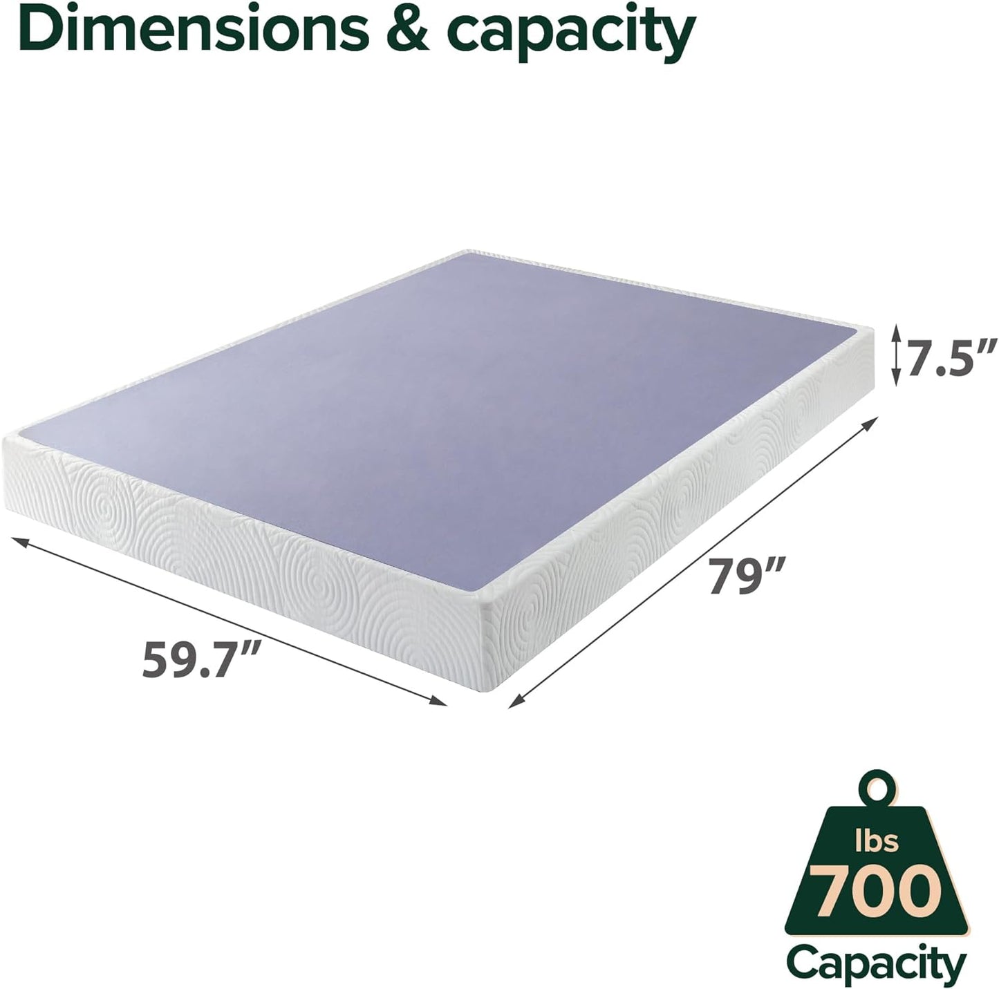 NEW - ZINUS Metal Box Spring with Wood Slats, 7.5 Inch Mattress Foundation, Sturdy Steel Structure, Easy Assembly, Queen - Retail $159