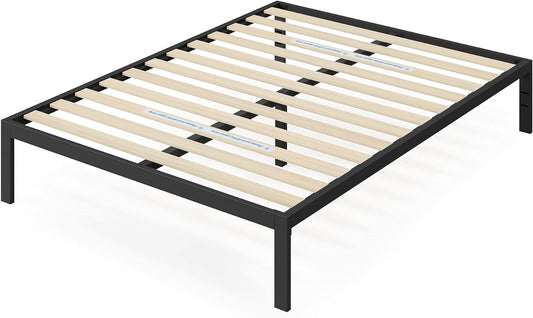 NEW - ZINUS QUEEN Mia Metal Platform Bed Frame / Wood Slat Support / No Box Spring Needed / Easy Assembly, Black - Retail $105