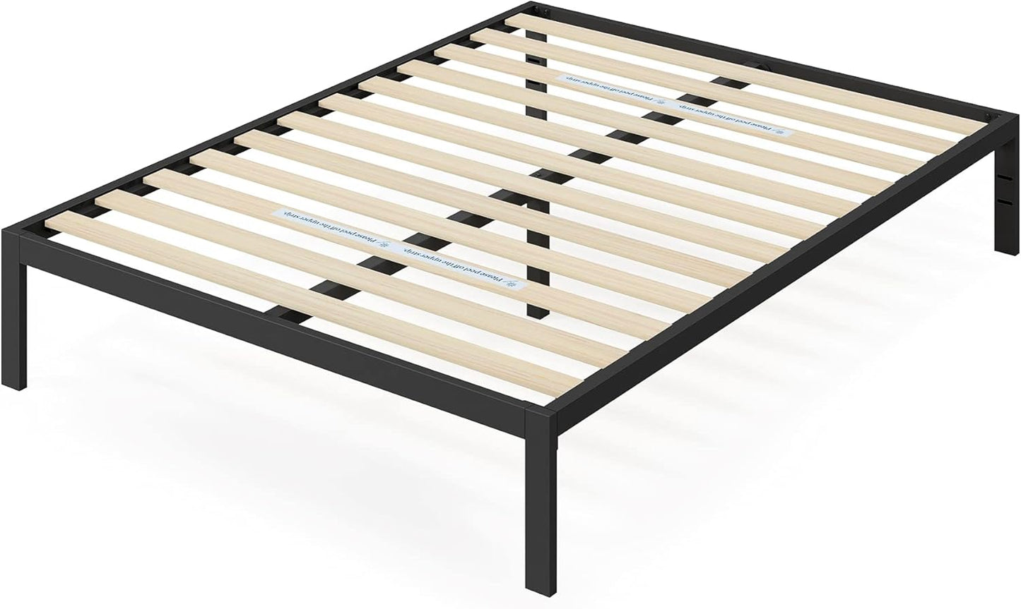 ZINUS KING Mia Metal Platform Bed Frame, Wood Slat Support, No Box Spring Needed, Easy Assembly, Black, King - Retail $98