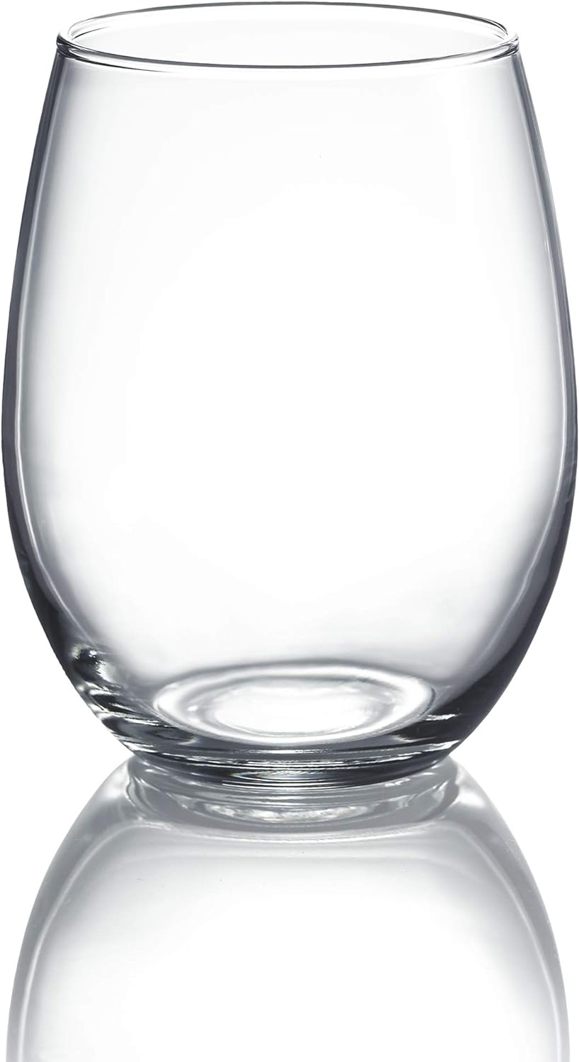 NEW - Luminarc Perfection Stemless Wine Glass (Set of 12), 15 oz, Clear - Retail $16