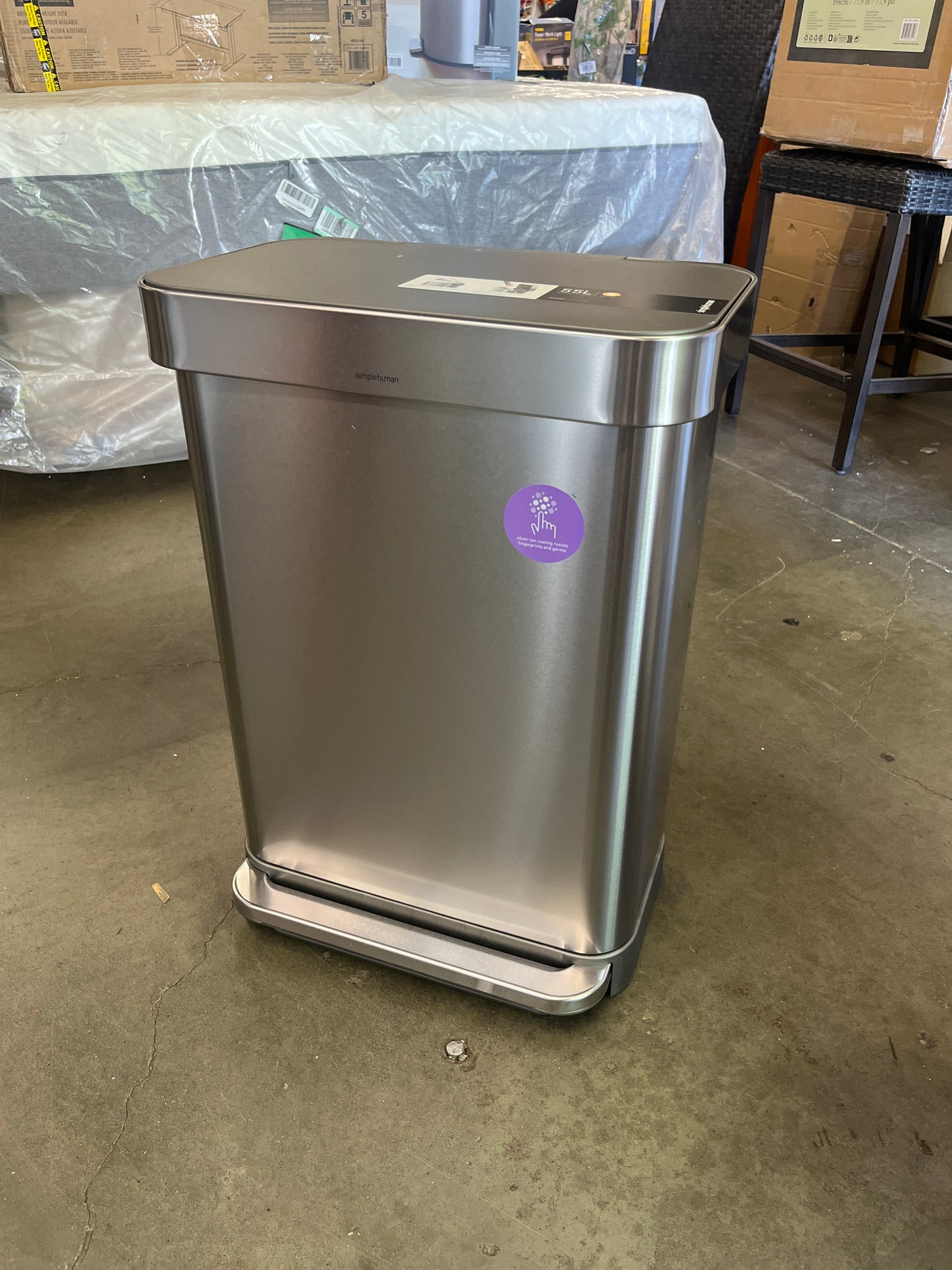 SIMPLEHUMAN 55L STEP CAN - Retail $109