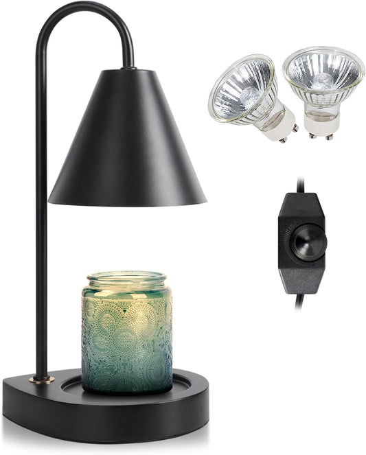 Candle Warmer Lamp - Dimmable Candle Lamp Warmer Electric with 2 Bulbs, Scented Wax Melter Warming Lamps No Smoke, Compatible with Various Candle Jars, Home Decor Gifts, Black Small Bedside Lamp - Retail $14
