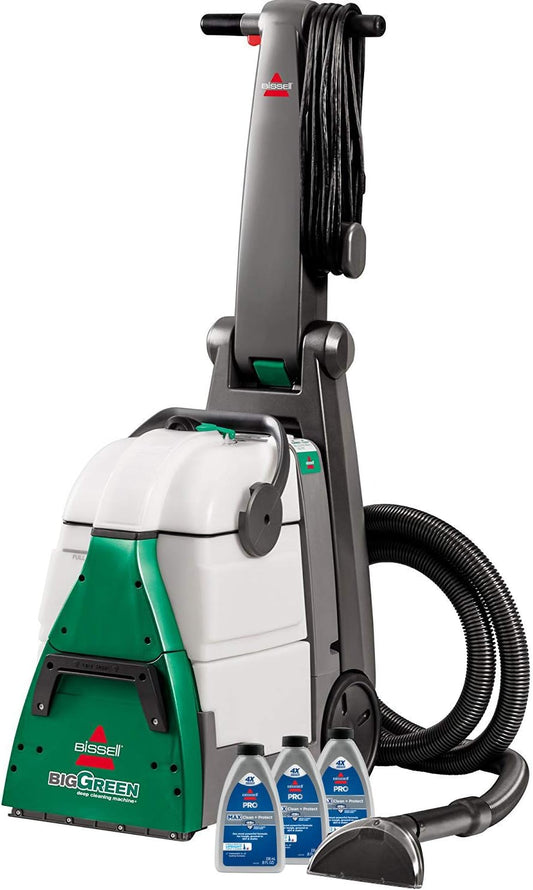 NEW - BISSELL Big Green Professional Carpet Cleaner with XL DirtLifter PowerBrush, 9-inch Long Reach Hose, 6-inch Tough Stain Tool, Includes BISSELL PRO MAX Formula with Stain Protect Technology