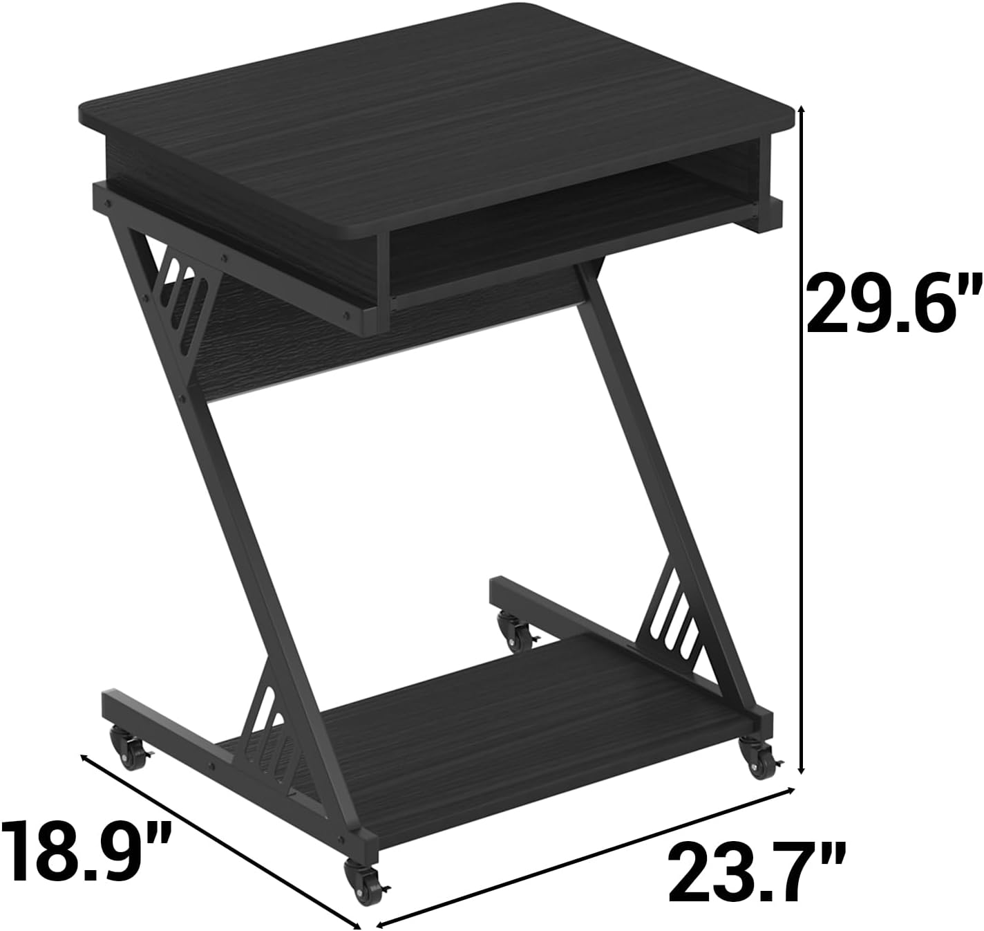 Zenira 24 Inch Small Computer Desk, 30 Inch Tall Computer Desk with Drawers, Corner Computer Desk with Wheels, Gaming Desk for Bedroom, Home, Office, Black