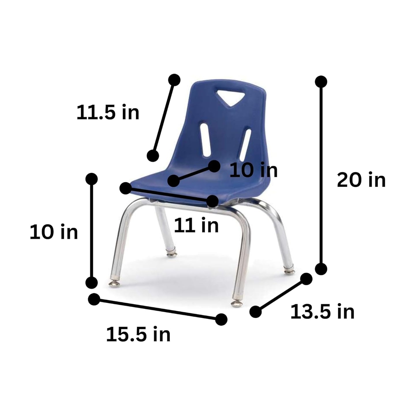 NEW - Jonti-Craft Berries 8140JC6003 Stacking Chairs with Chrome-Plated Legs, 10" Height, Blue, Pack of 6 - Retail $374