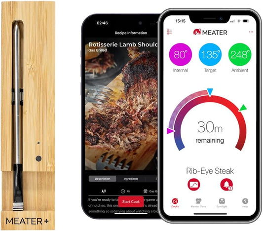 NEW - MEATER Plus: Smart Bluetooth Wireless Meat Thermometer Digital | BBQ, Grill, Oven, Smoker, Air Fryer, Kitchen | Perfect for Steak, Chicken, Turkey, and More | Delicous Recipes in App