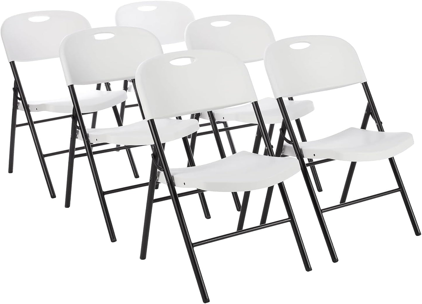 NEW - Amazon Basics Folding Plastic Chair with 350-Pound Capacity - 6-Pack, White - Retail $142