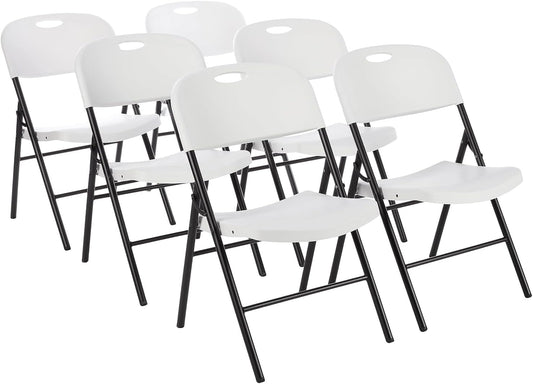 NEW - Amazon Basics Folding Plastic Chair with 350-Pound Capacity - 6-Pack, White - Retail $142