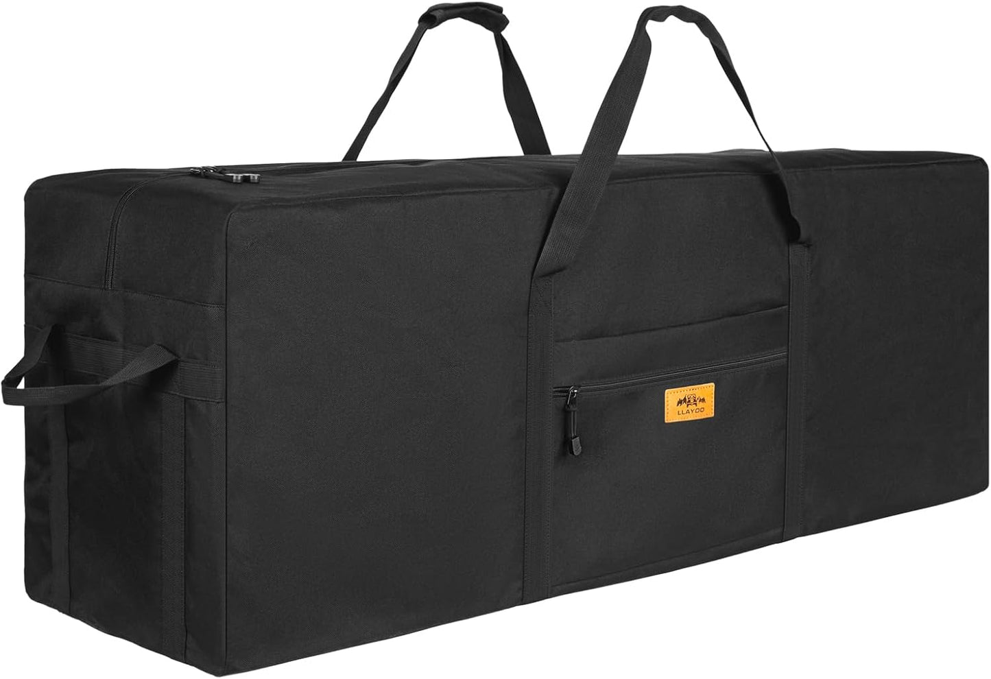 47 inch Foldable Oversized Zipper Duffel Bag, Travel Outdoor Camping Bag, Sports Equipment Storage Bag, Waterproof and Scratch Resistant, Black