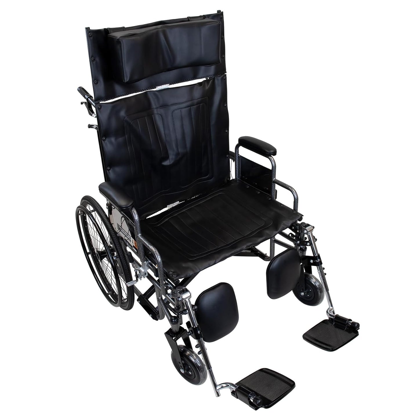 NEW - Dynarex Bari+Max Bariatric Reclining Wheelchair with Elevating Leg Rest, Extended Headrest, Foldable Frame - 24" Seat, 500 Pounds Weight Capacity - Retail $715