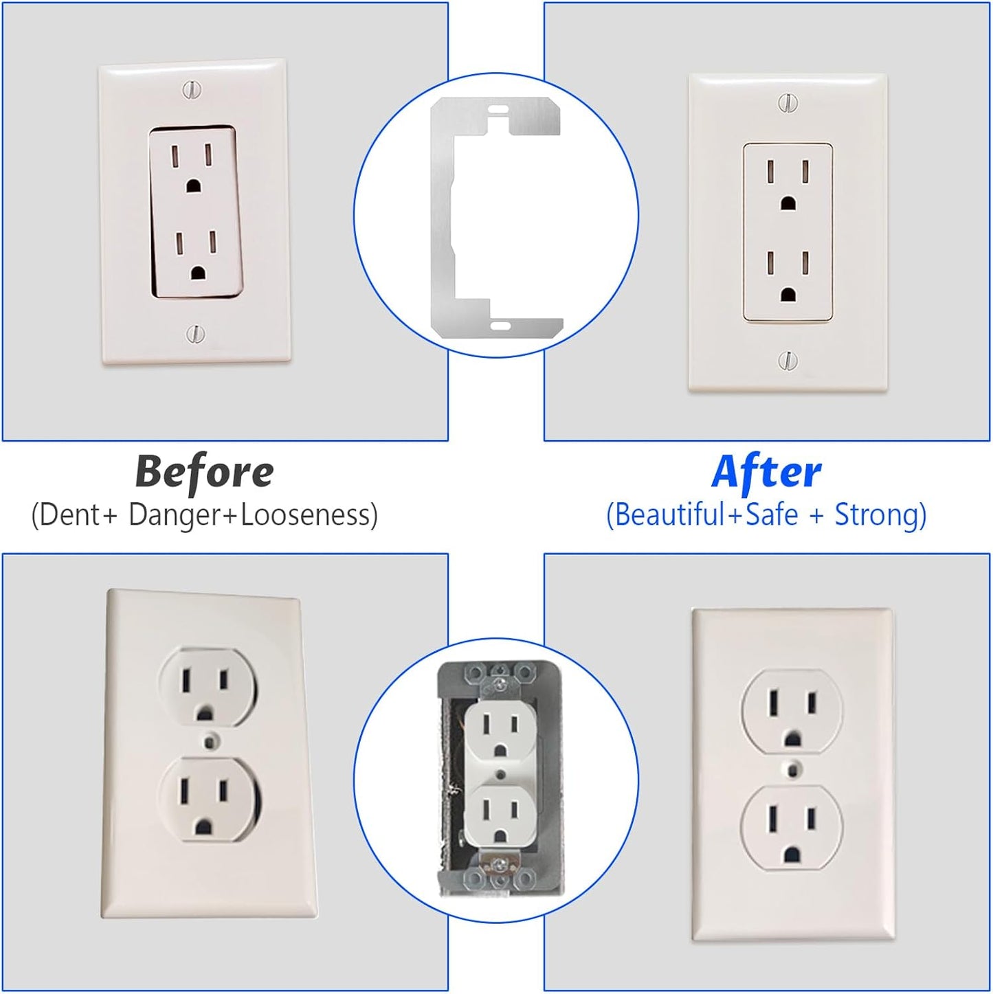 48 Pcs Electric Outlet Spacers for Electrical Box, Flush Fit Device Leveling Plates Wall Plate Spacers for Loose Outlet Plug and Switches Repair