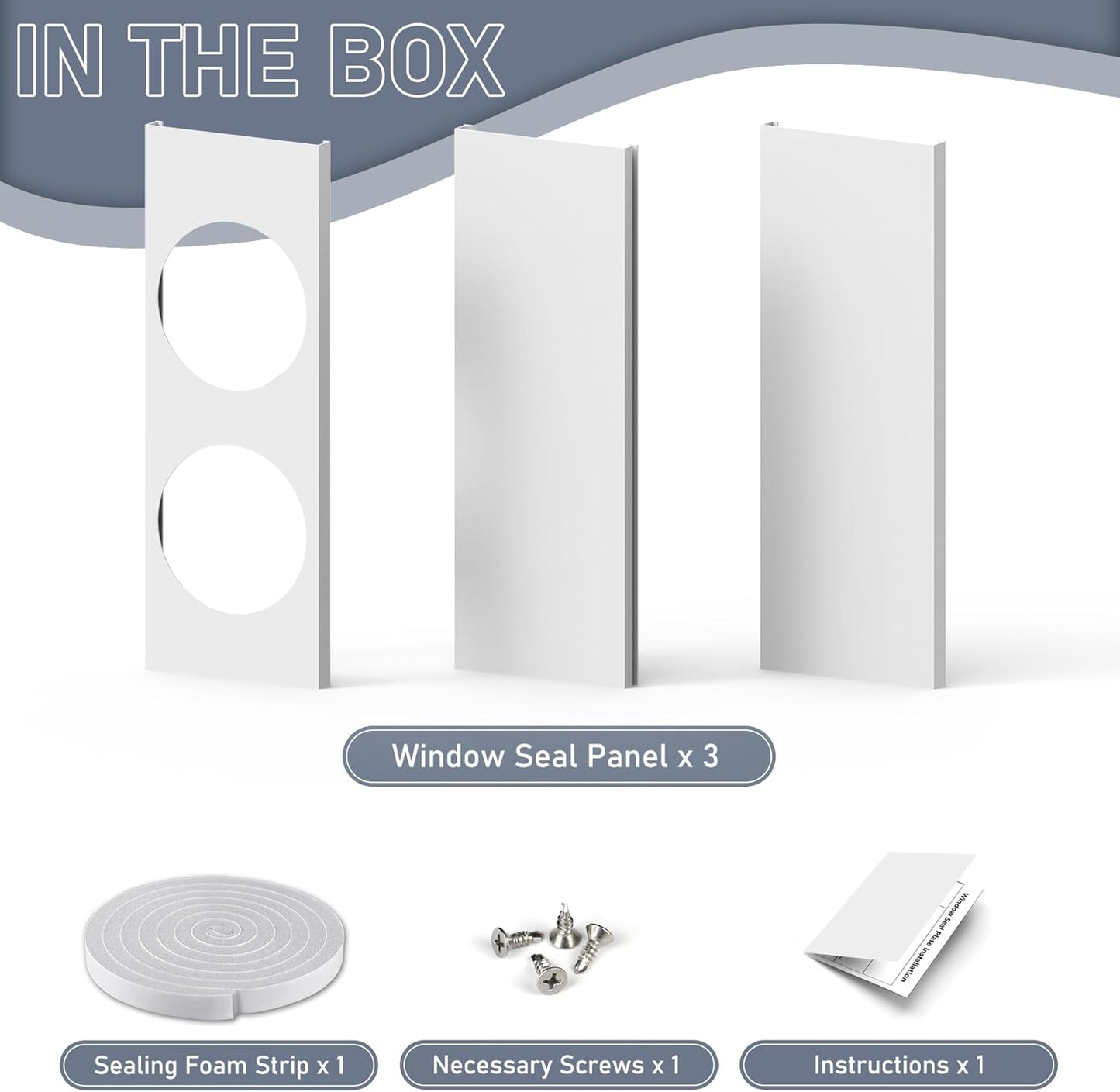 Flamorrow Dual Hose Portable Air Conditioner Window Kit, Adjustable Window Seal Plates for 5" Diameter Exhaust Hose, Sliding AC Window Vent Kit with Foam Seal Strip, White