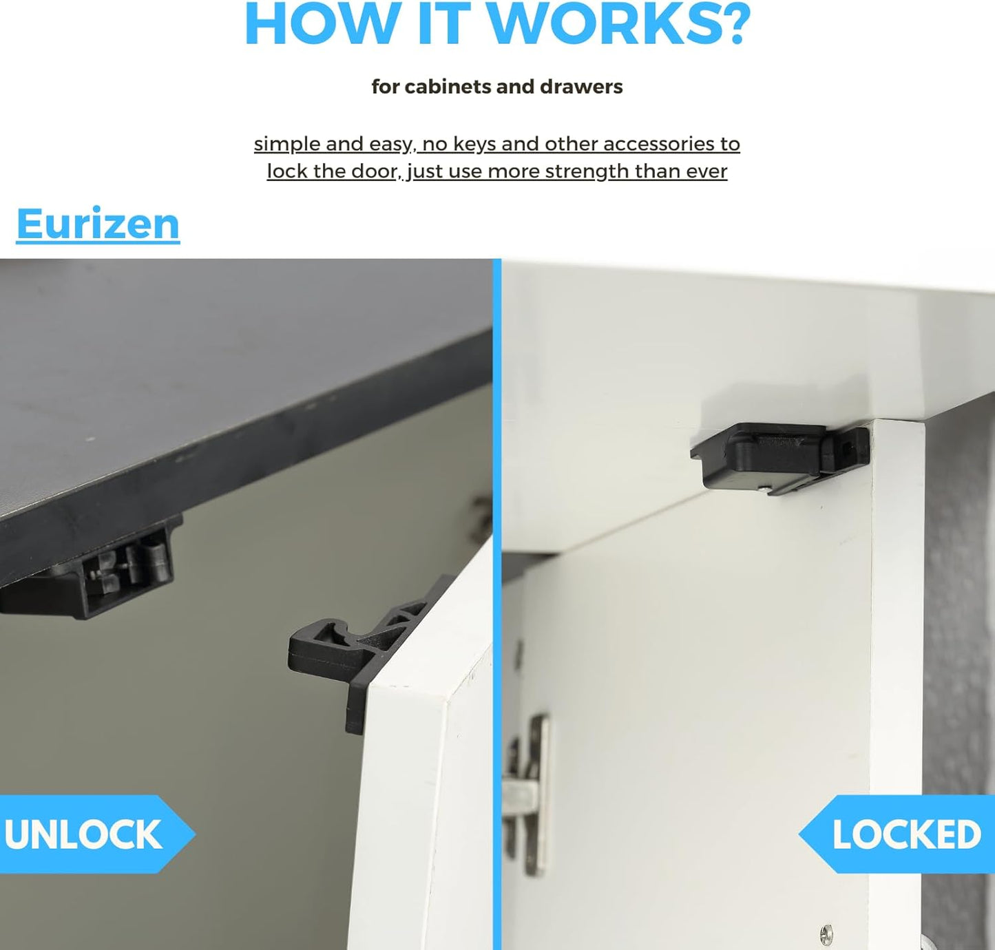 RV Drawer Latches and Catches, Eurizen 6 Pack RV Cabinet Door Latches and Catches, 10 Pull Force Latches for Home and Cabinet Doors, Ideal for RV, Camper, Motor, Home, Trailor