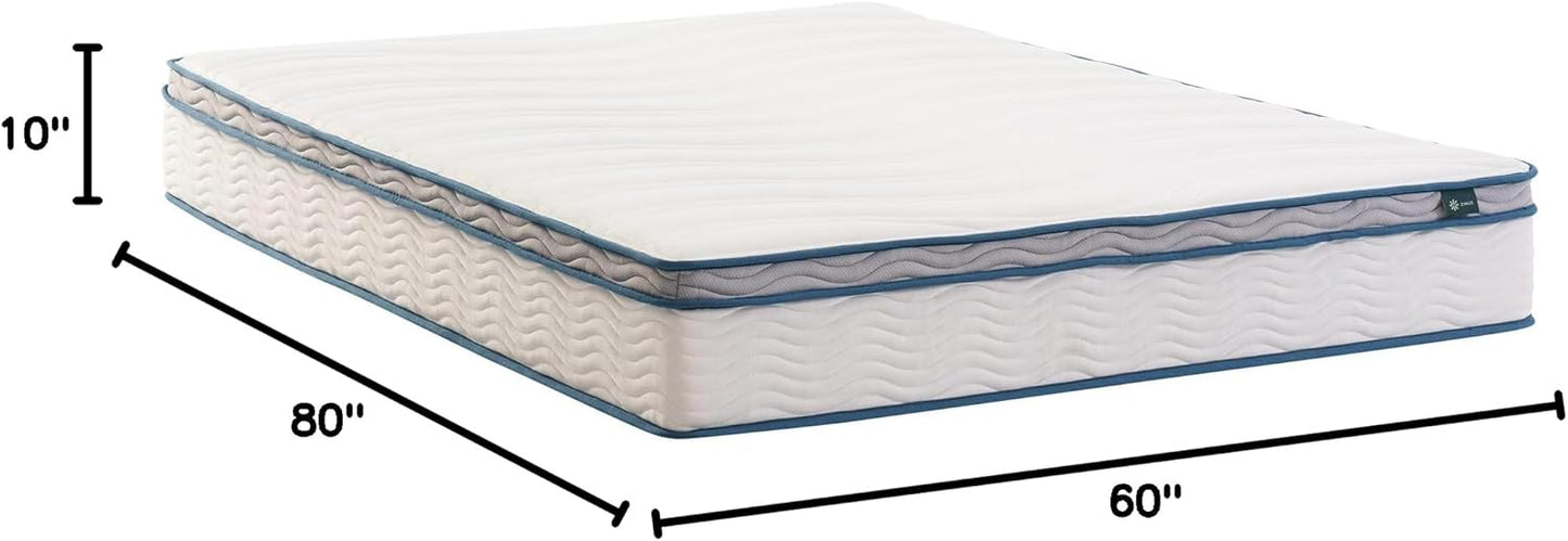 NEW - ZINUS 10 Inch Queen Spring Sensation Hybrid Mattress [New Version], Queen, Fiberglass free, Medium Firmness, Durable Support, Certified Safe Foams & Fabric, Mattress in A Box - Retail $239
