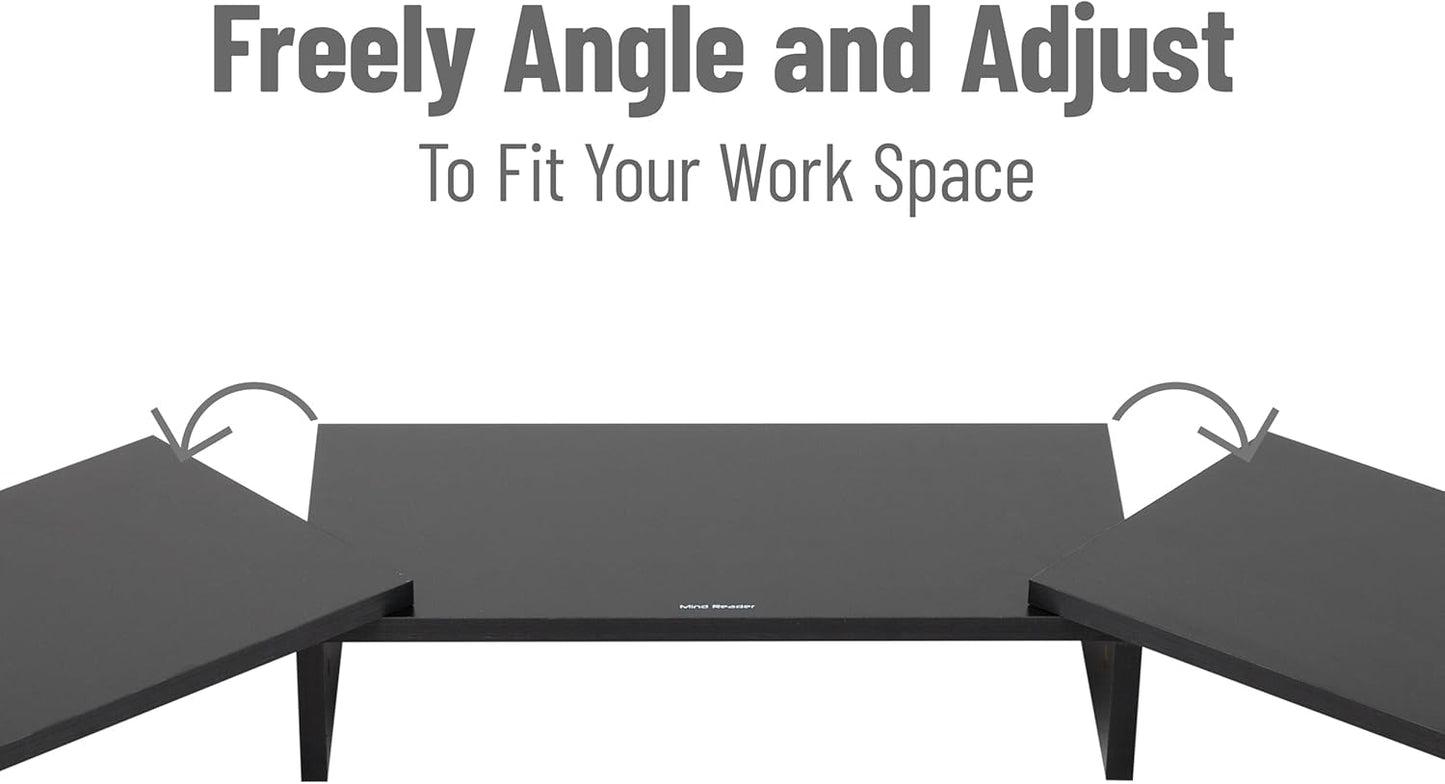 Mind Reader Dual Monitor Stand, Desktop Organizer, Laptop Riser, Office, MDF, 51.25" L x 9.25" W x 4.75" H, Black