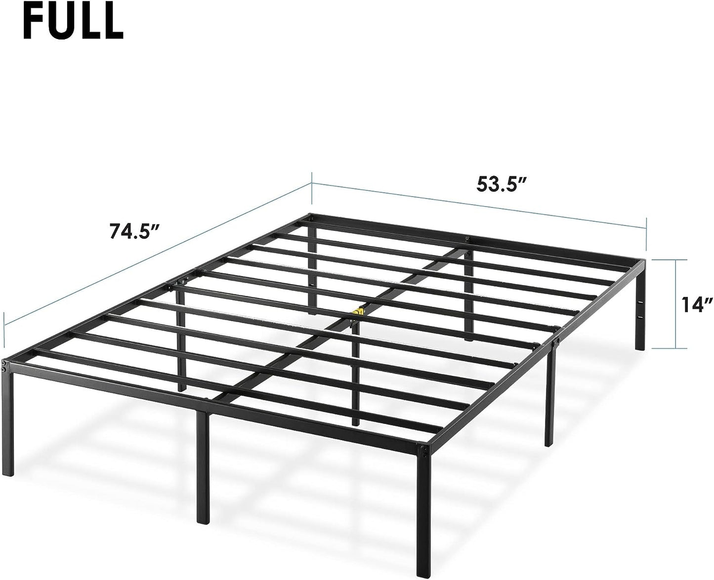 NEW - Best Price Full 14 Inch Metal Platform Beds w/Heavy Duty Steel Slat Mattress Foundation (No Box Spring Needed), Black - Retail $79