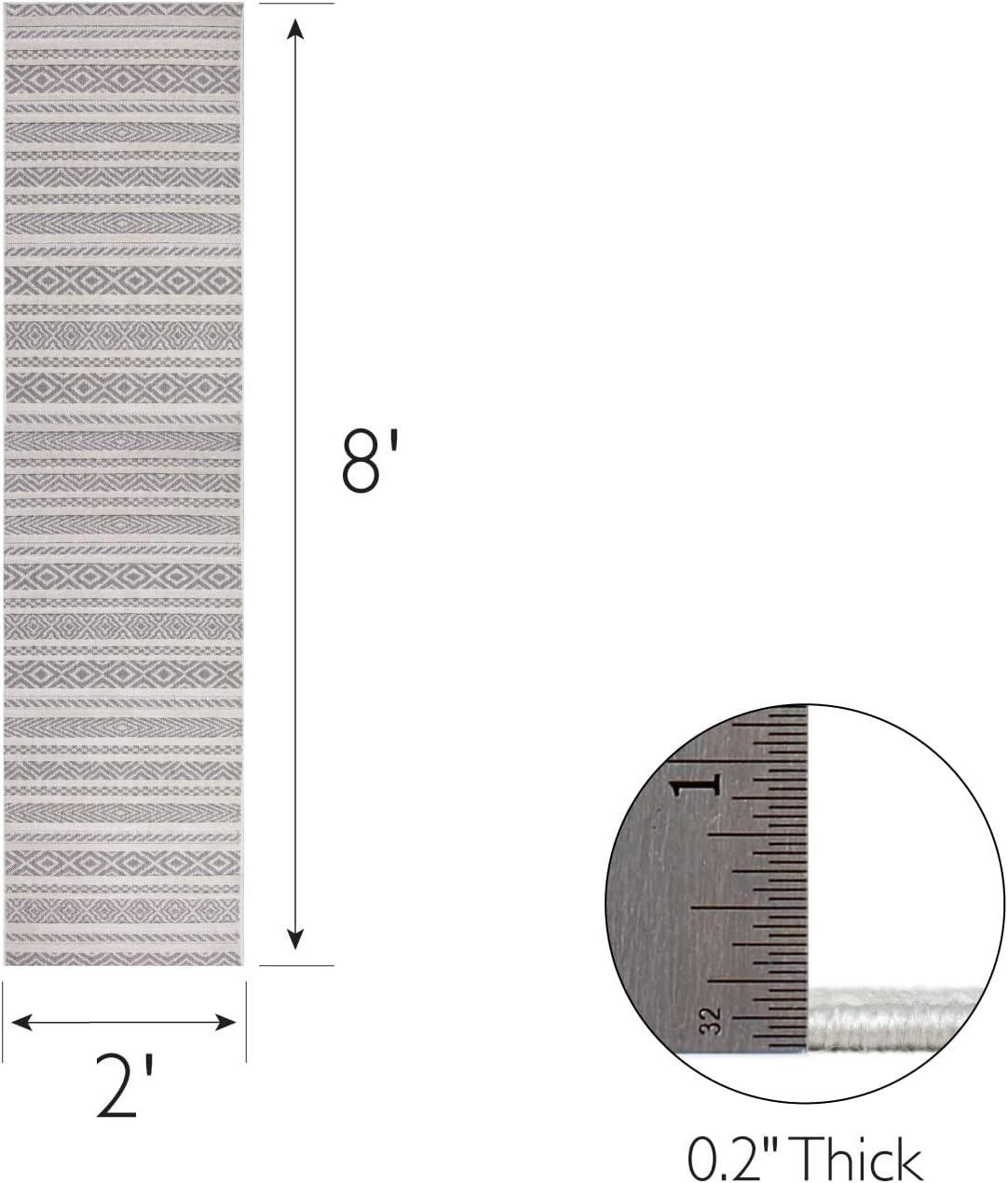 NEW - Leick Home 595769 Everald Runner Multi-Pattern Indoor Outdoor Area Rug Runner 2'x8' - Retail $47