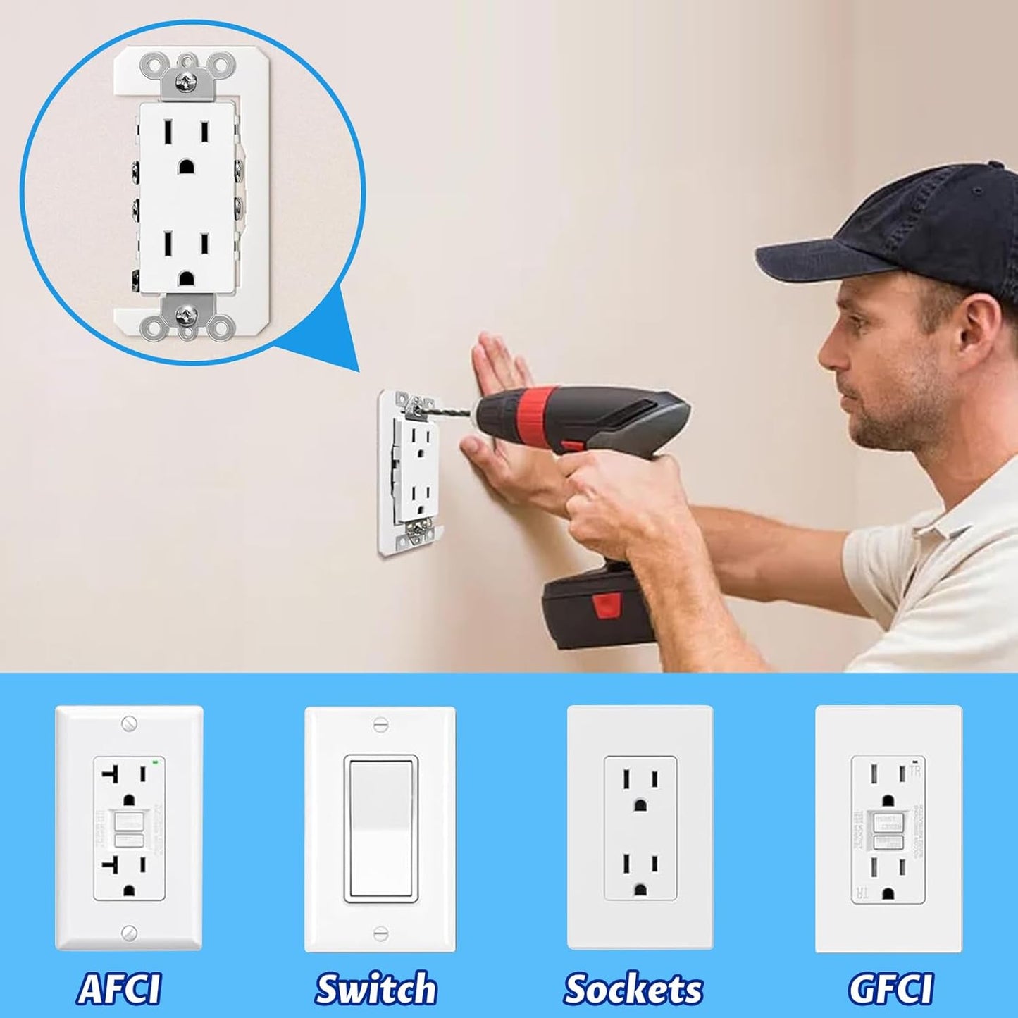 48 Pcs Electric Outlet Spacers for Electrical Box, Flush Fit Device Leveling Plates Wall Plate Spacers for Loose Outlet Plug and Switches Repair