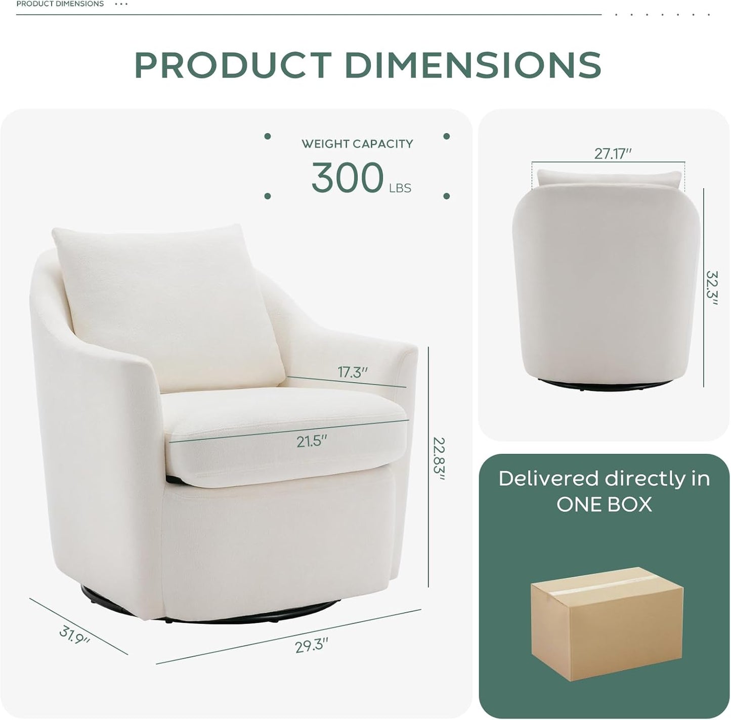 NEW - Swivel Barrel Chair 30'' Wide Upholstered Accent Chair with Back Pillow, Modern, Beige - Retail $190